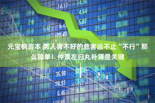 元宝枫资本 男人肾不好的危害远不止“不行”那么简单！仲景左归丸补肾是关键